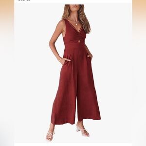 Sleeveless Burgundy Jumpsuit